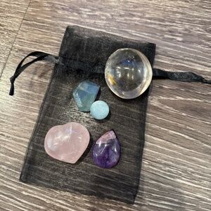 5 Stones Crystals Bundle Rose Quartz Aquamarine Amethyst Fluorite smoky …